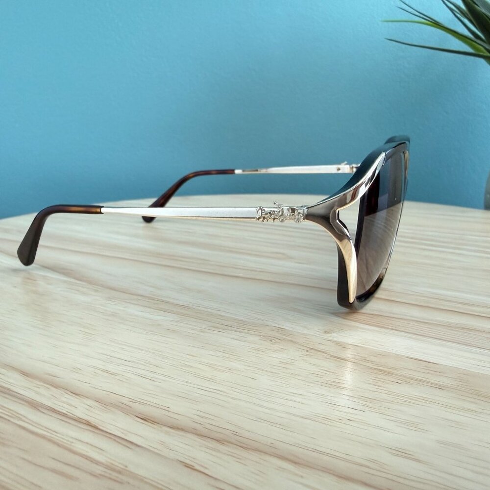 Coach Tortoise Sunglasses HC8280U L1116 XL Gold Cut Out Rims With Case & Papers - Picture 8 of 16